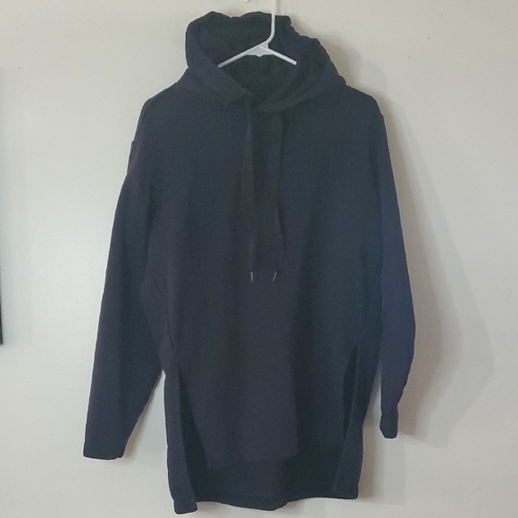 Athleta Yogi Cya Split Hem High Low Hoodie Size Small Black Cozy Casual Athletic - Picture 1 of 11